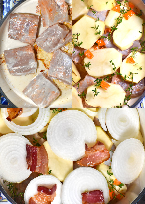 collage of layering this hearty soup