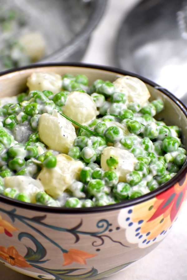 Peas and pearl onions in the Gypsy Bowl.