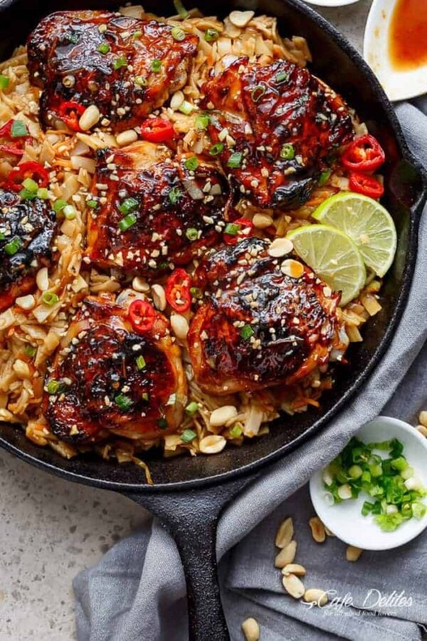 Thai Chicken Thighs and Noodles.