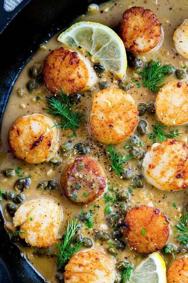 Scallops with Lemon Caper Sauce