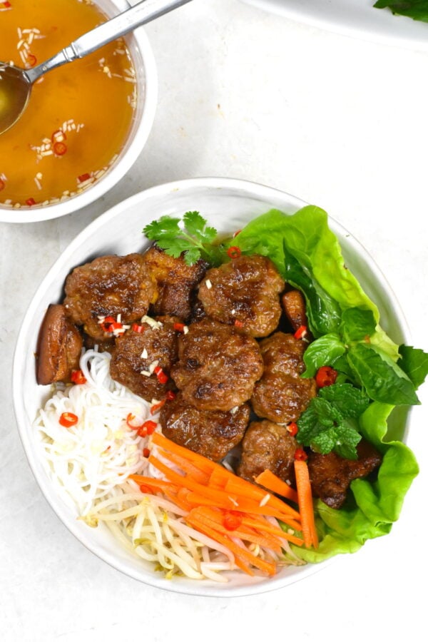 Bun Cha (Vietnamese Meatball Vermicelli Bowl)